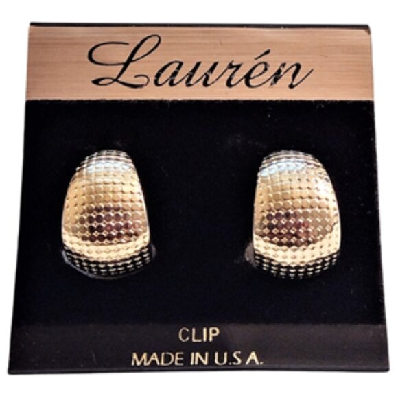 3/4" Small Dot Graduated Band Hoop Clip On Earrings Gold Tone Vintage Wide Botto - Picture 1 of 3
